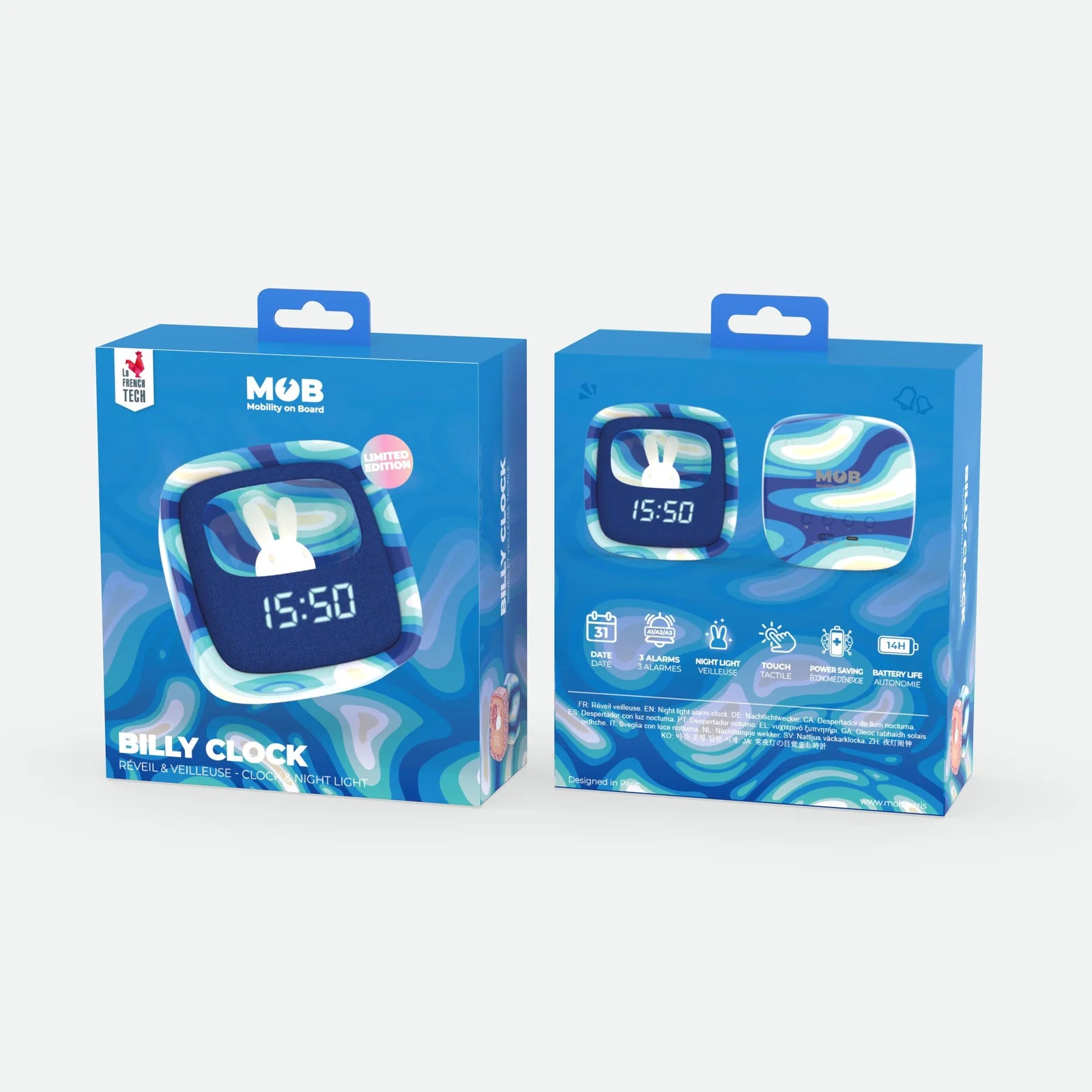 Reloj Despertador - Luz de noche - Olas azules EDICIÓN LIMITADA