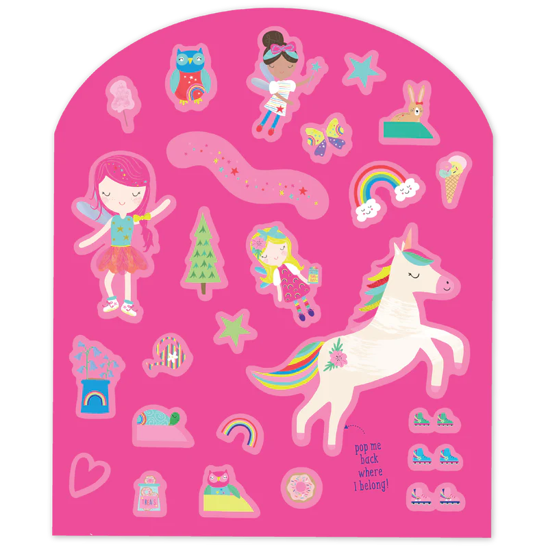 Juego y Pegatinas reutilizables - Unicornio