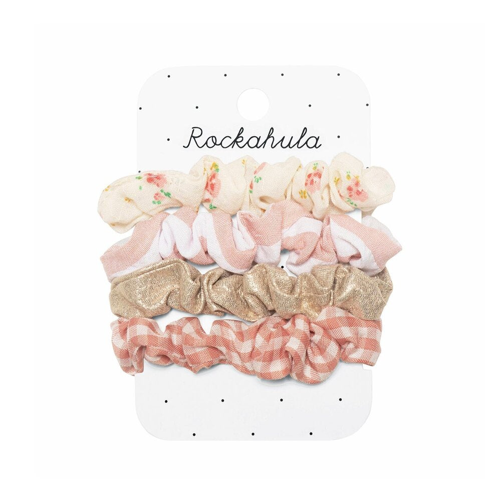 Pack 4 Gomas de pelo - Rosa y dorado