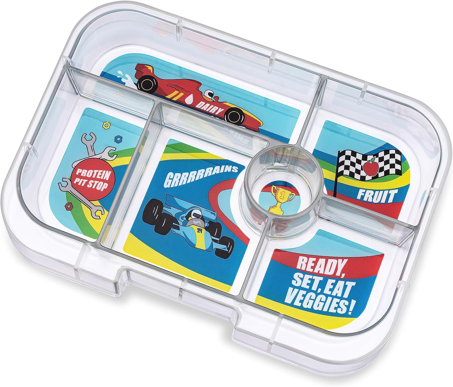 Caja Merienda hermética - M/L - 6 compartimentos - Carrera de Coches