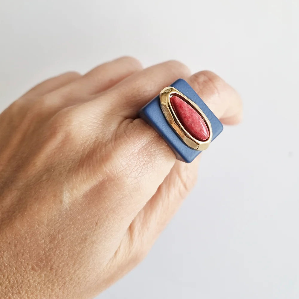 Anillo - Verde seco con Unakita