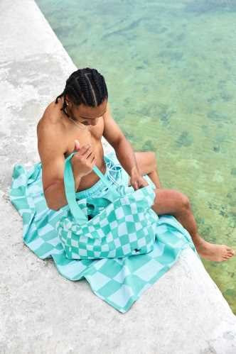 Bolsa de playa - Cuadros Verdes