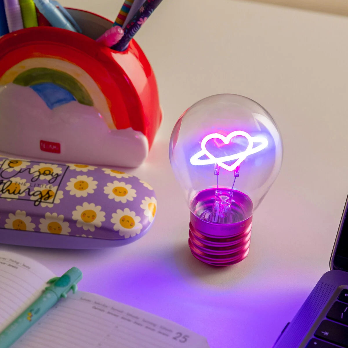 Lámpara de mesa con forma de bombilla - Edición San Valentín