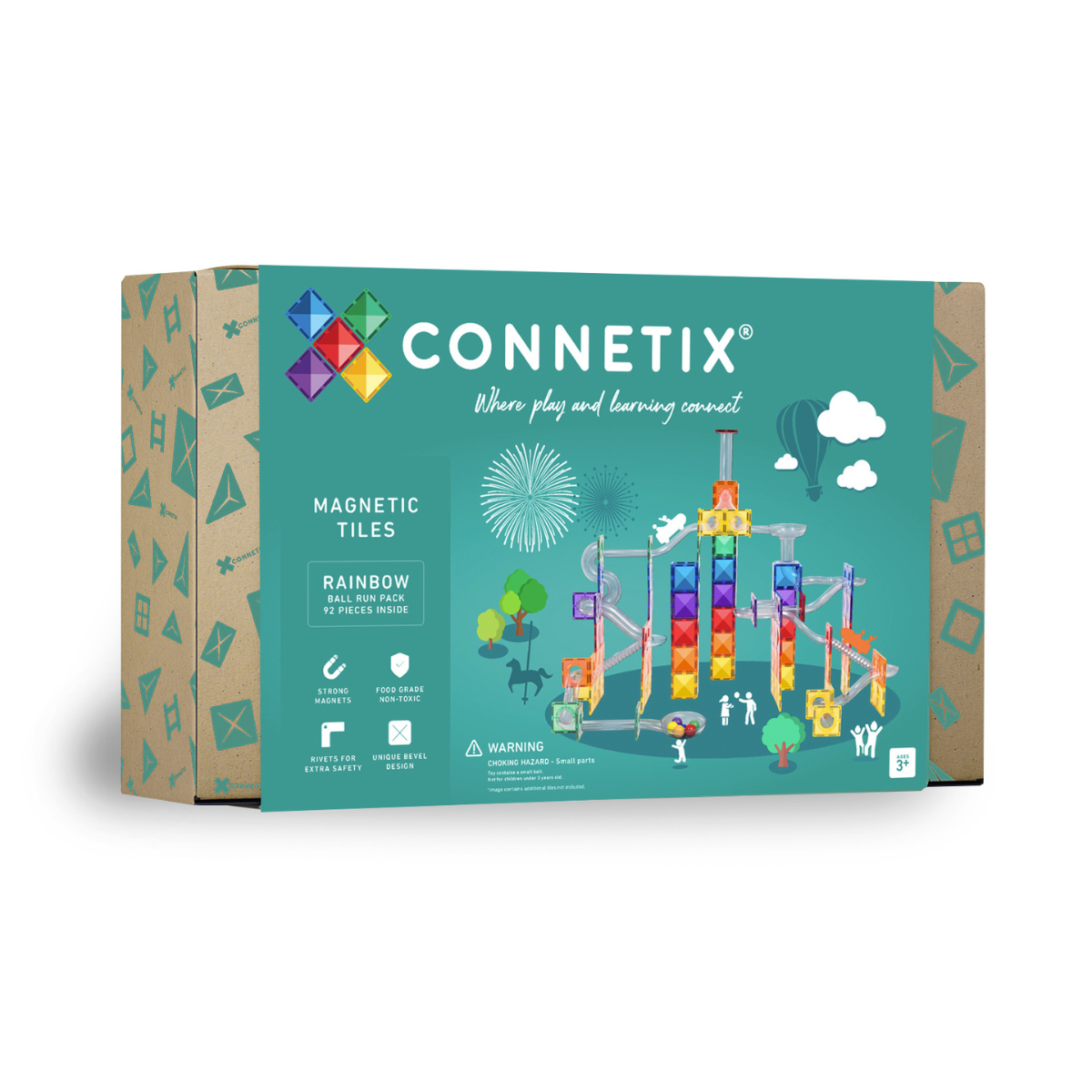 Connetix Bloques magnéticos - Rainbow - Circuito bolas - 92 piezas (EXTENSIÓN)
