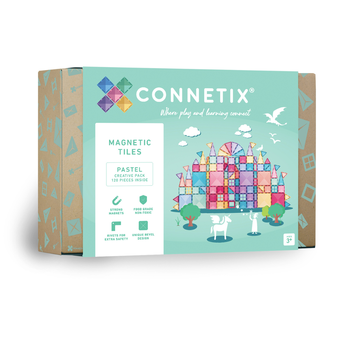 Connetix Bloques magnéticos - Pastel - 120 piezas