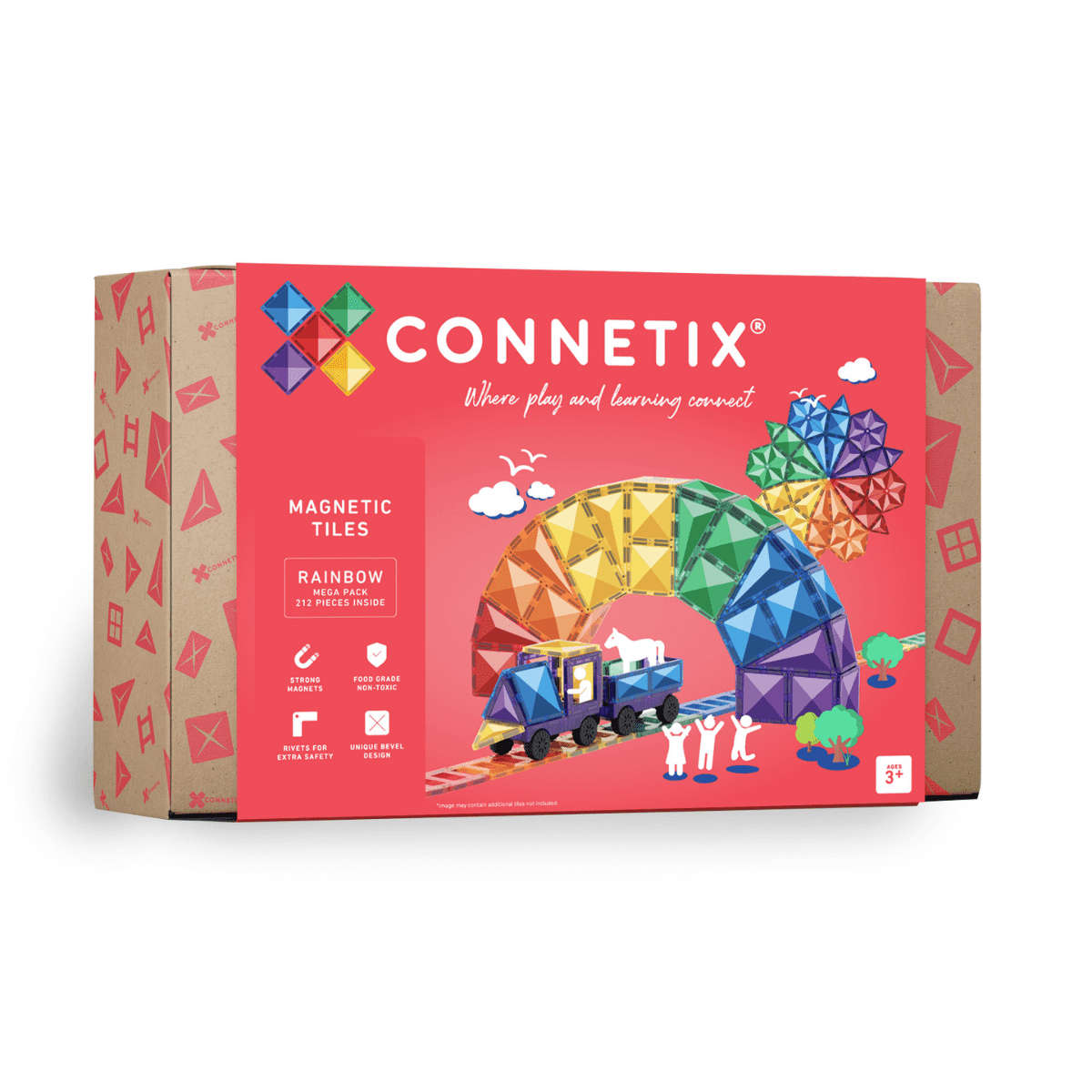 Connetix Bloques magnéticos - Rainbow- Mega pack 212 piezas
