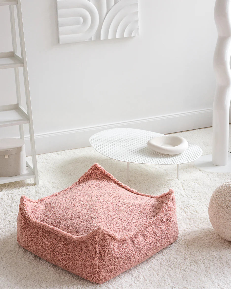 Square Ottoman - Teddy - Guava