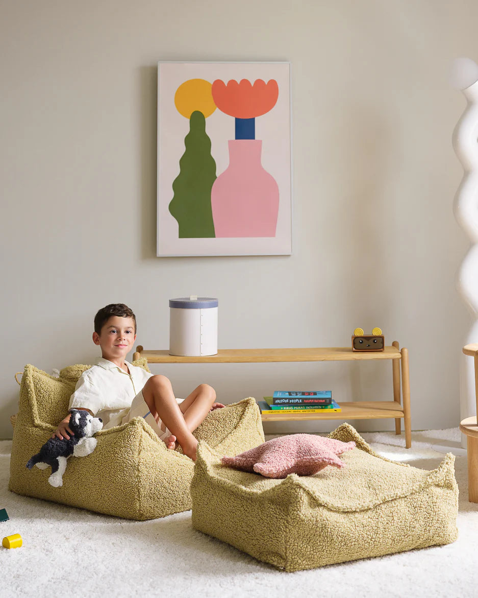 Square Ottoman - Teddy - Matcha