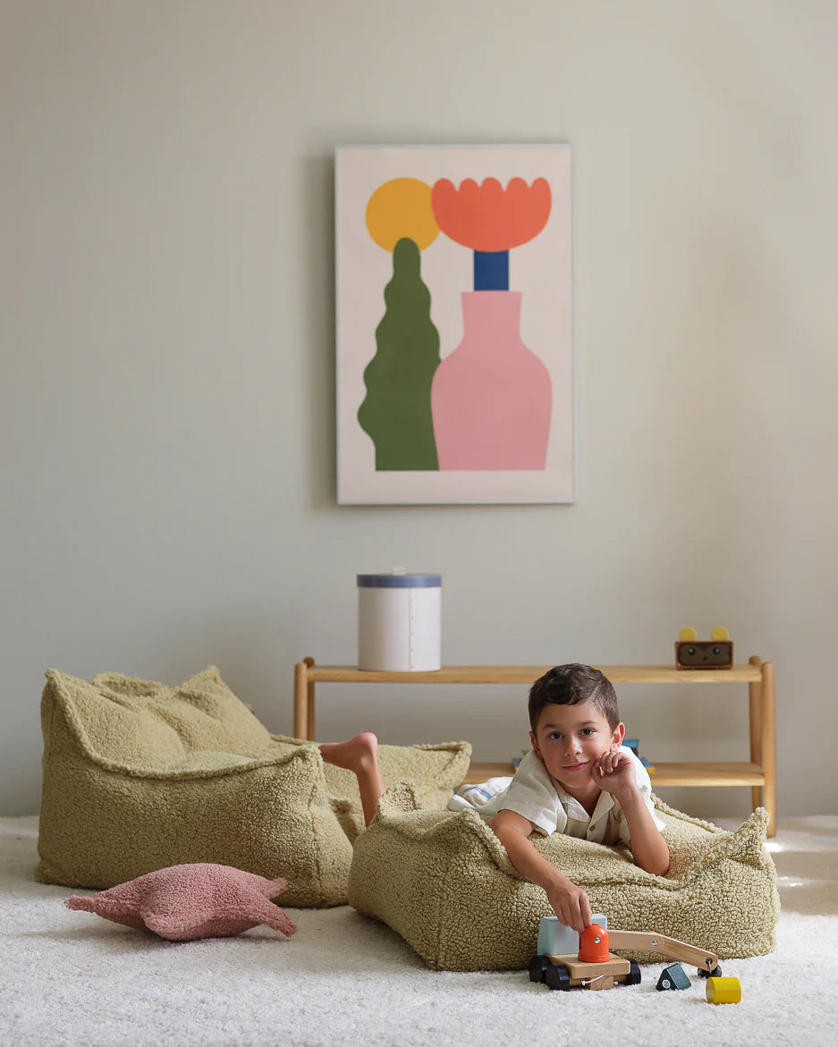 Square Ottoman - Teddy - Matcha