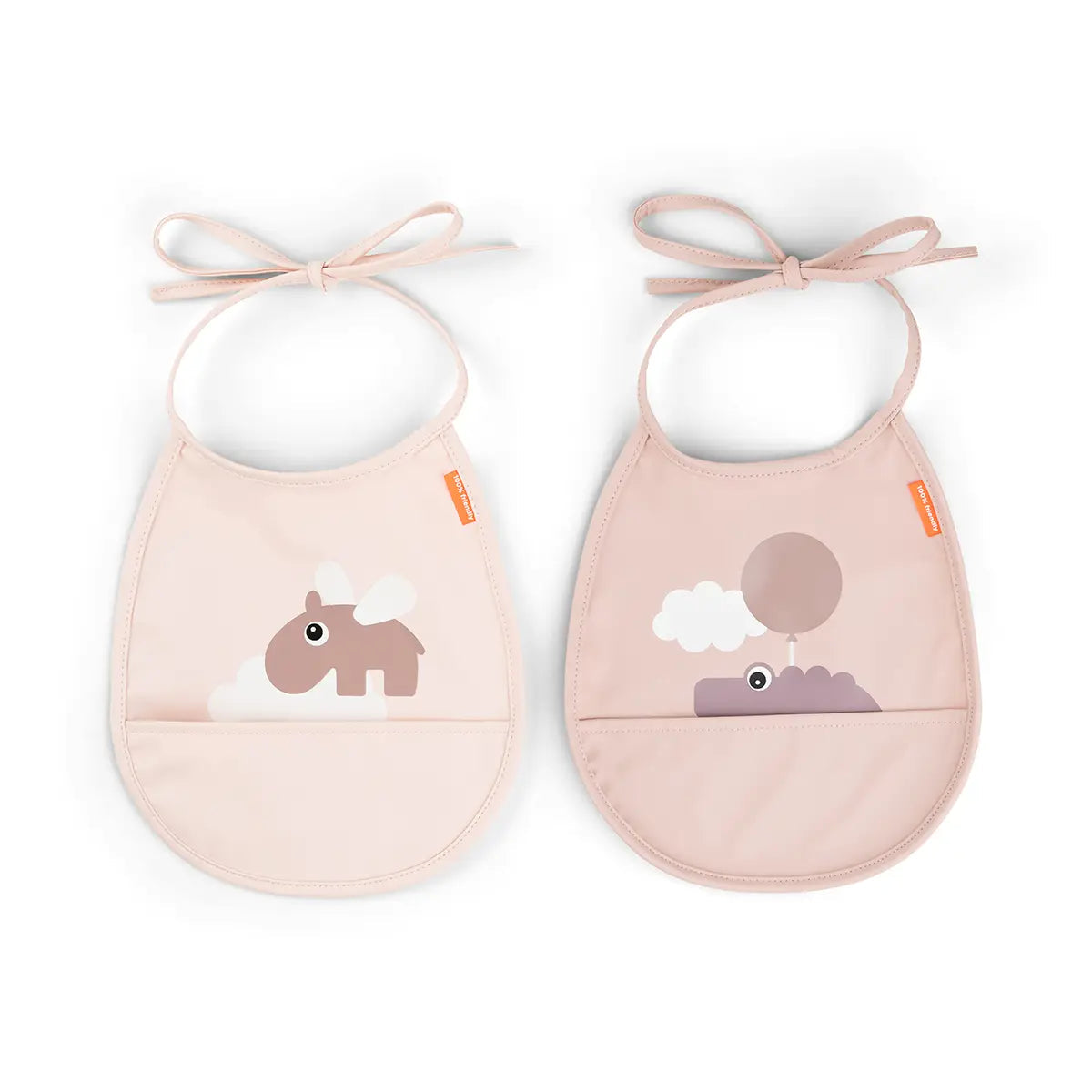 Pack 2 baberos pequeños con bolsillo - Ozzo y cocodrilo rosa