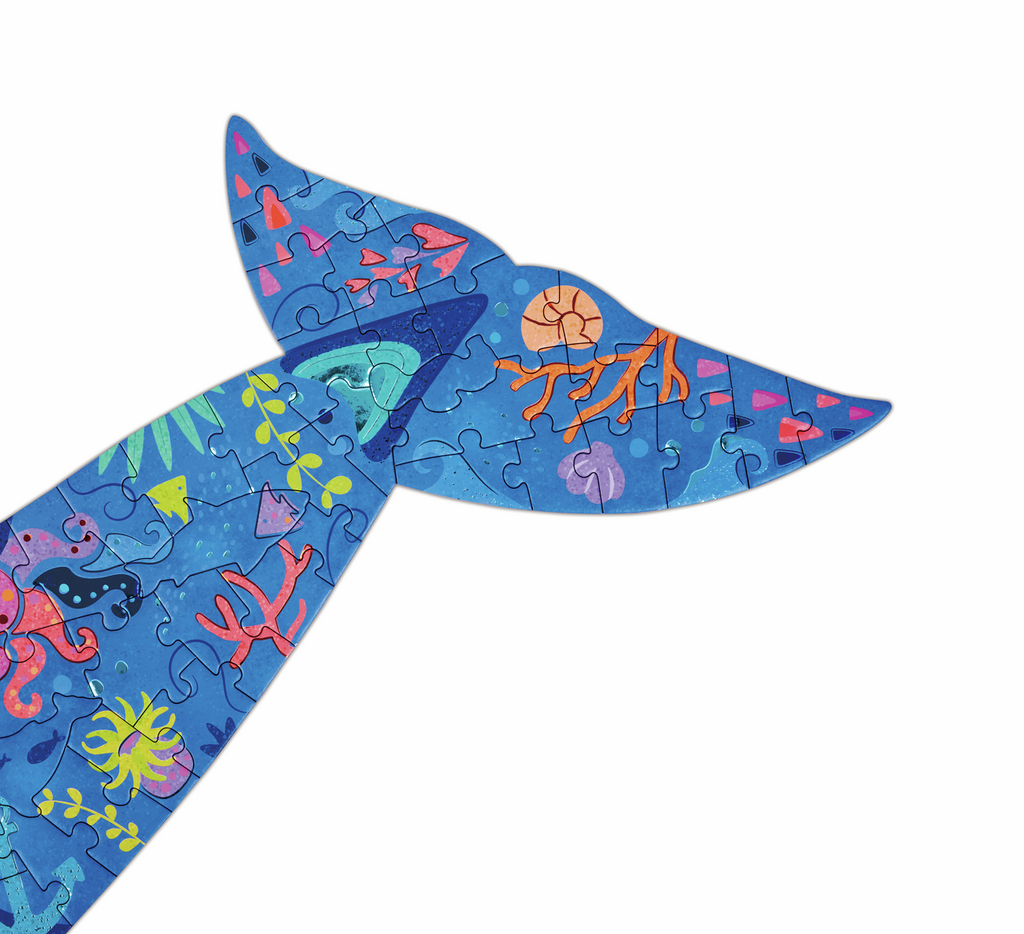Puzzle XL de suelo - Ballena, ¡con piezas en forma de animales marinos!