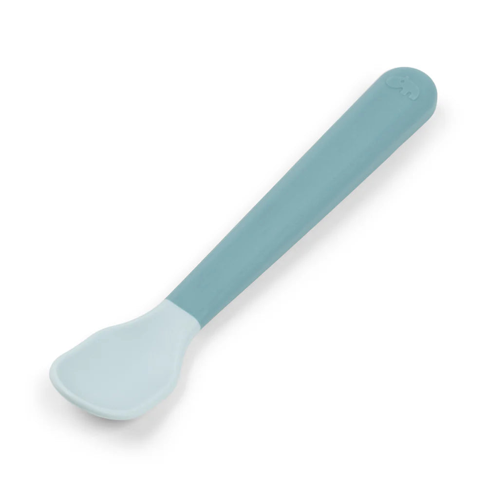 Juego 3 piezas de silicona (taza, bol y cuchara) - Elefante azul