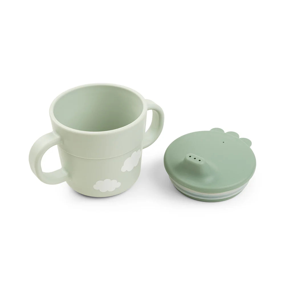 Juego 3 piezas de silicona (taza, bol y cuchara) - Cocodrilo verde
