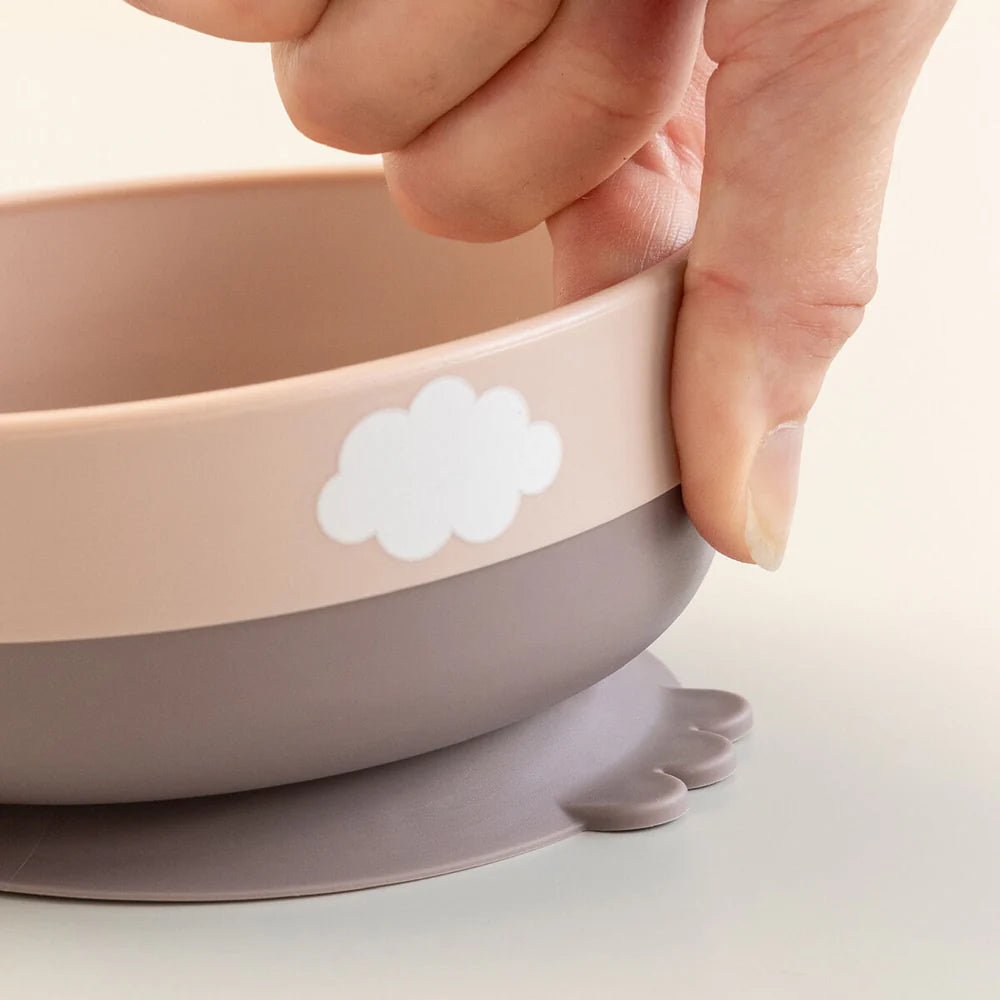 Juego 3 piezas de silicona (taza, bol y cuchara) - Hipopótamo rosa