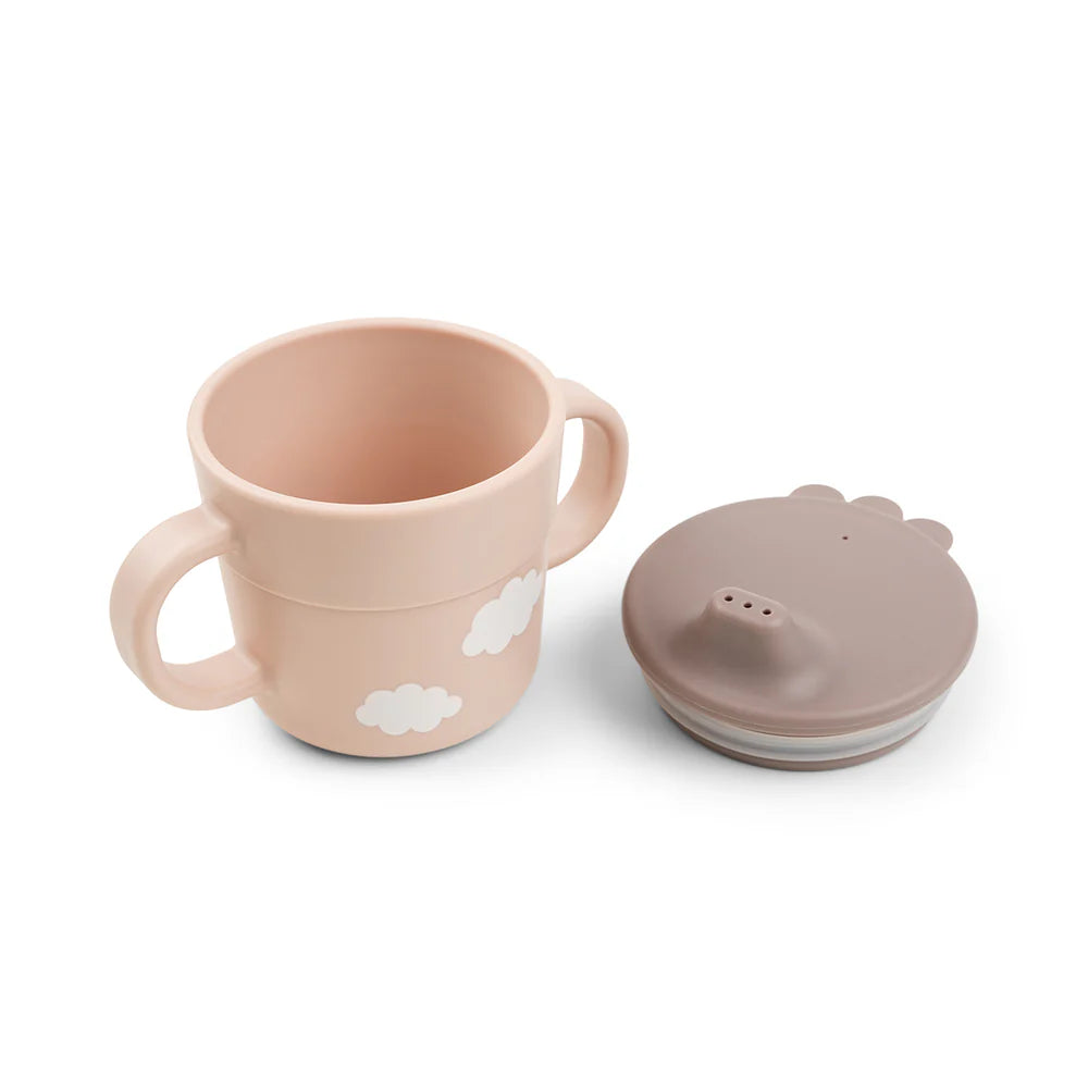 Juego 3 piezas de silicona (taza, bol y cuchara) - Hipopótamo rosa