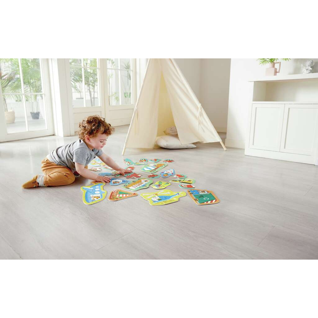 Set de 15 Puzzles - Coches y Vehículos de Construcción