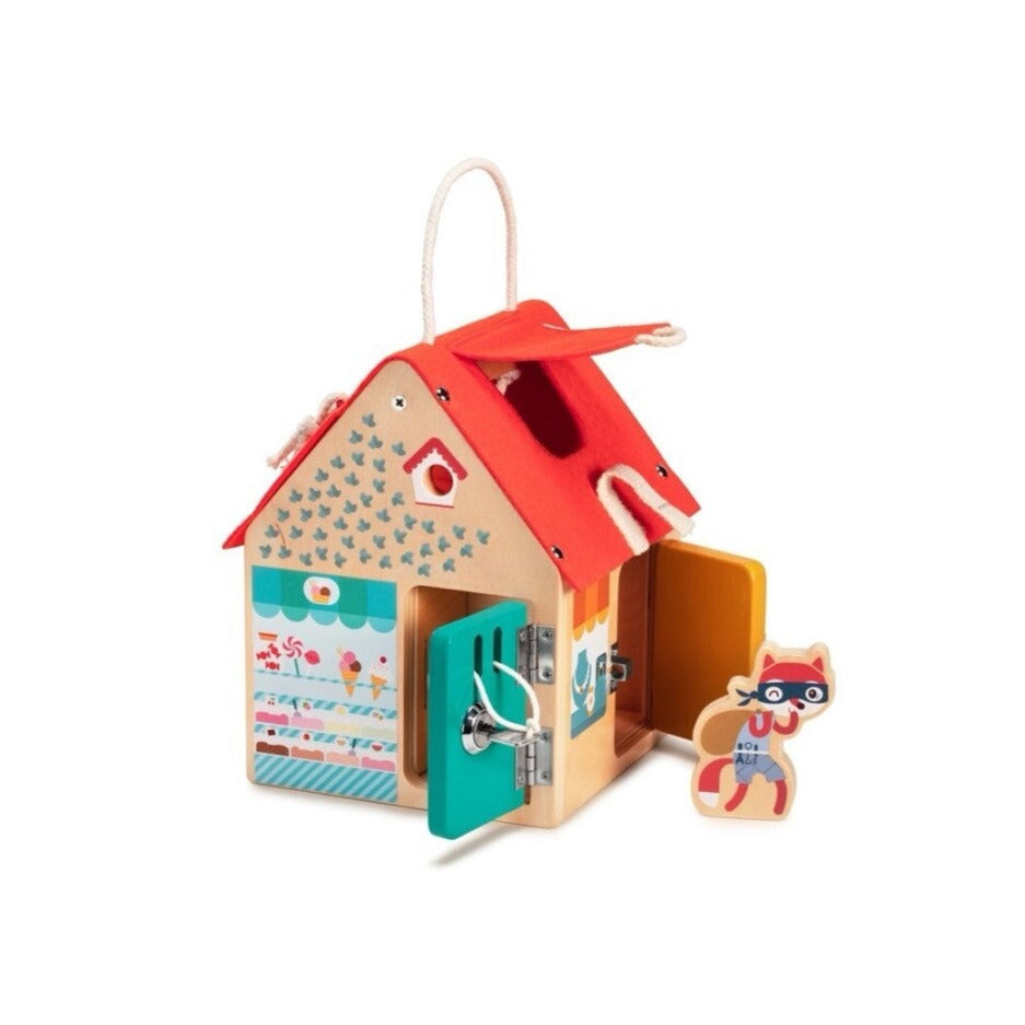 Casa de aprendizaje con cerraduras