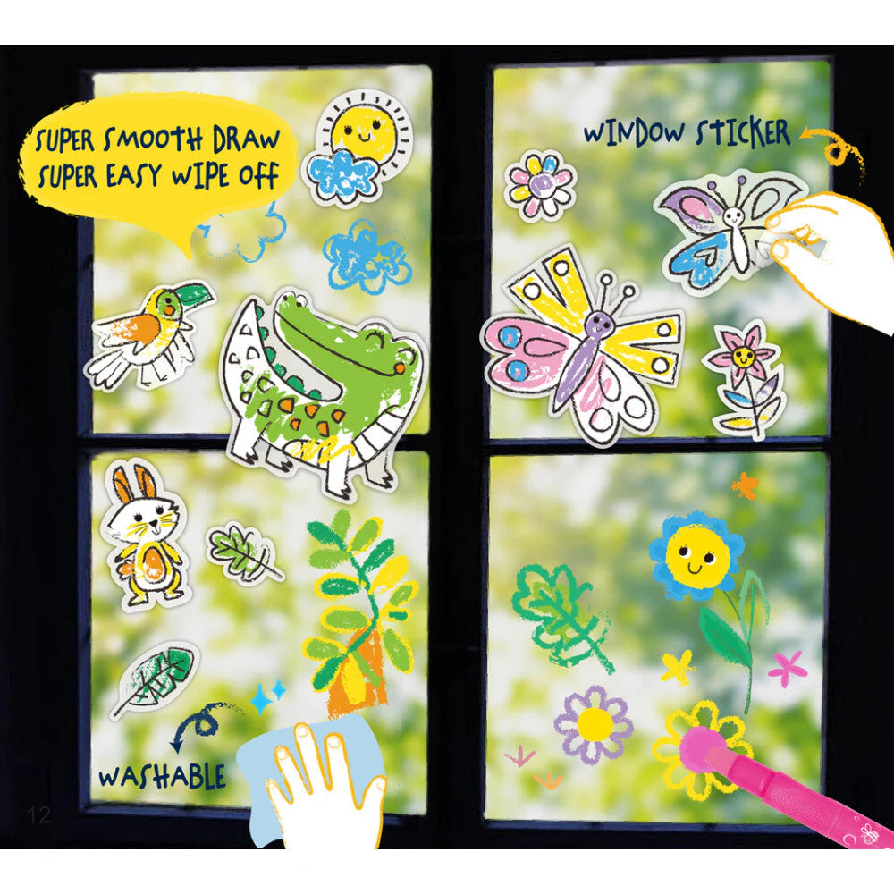 Pinta tus pegatinas reutilizables para ventanas