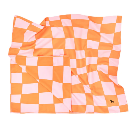 Toalla - Cuadros naranjas con rosa