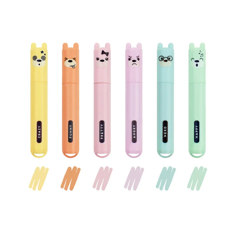 Set de 6 Mini Subrayadores - Colores pasteles - Teddys Style