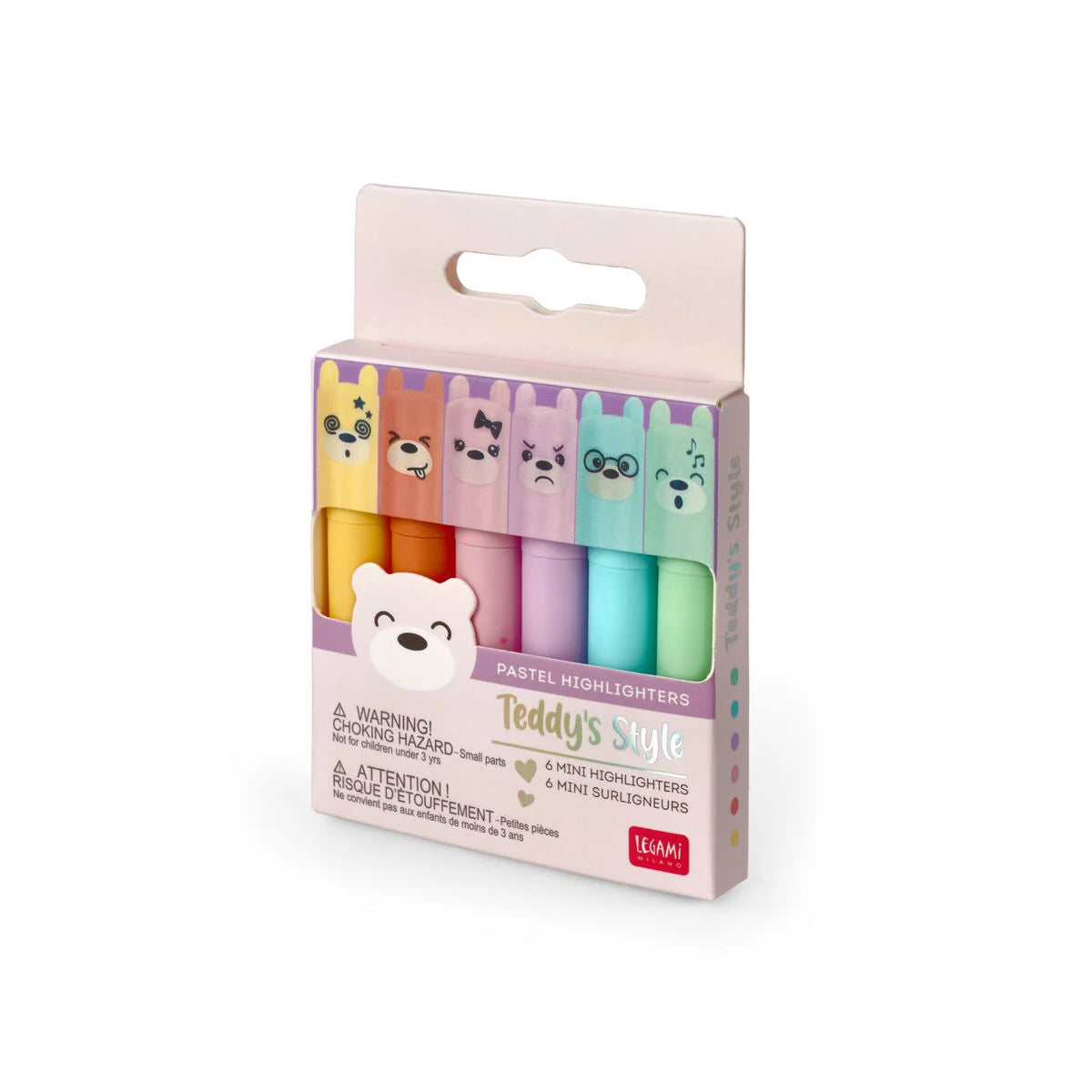 Set de 6 Mini Subrayadores - Colores pasteles - Teddys Style