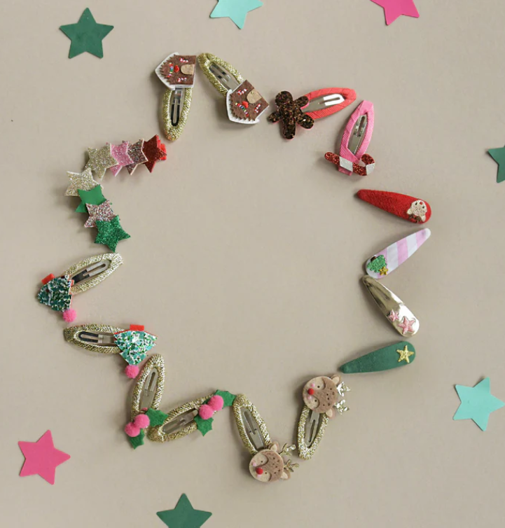 Horquillas bordadas con motivos navideños