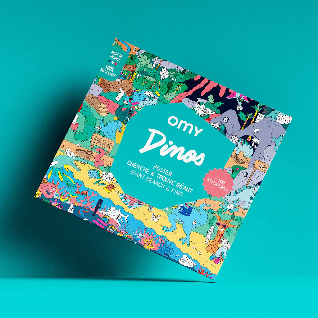 Poster XL para colorear + Pegatinas - Dinos