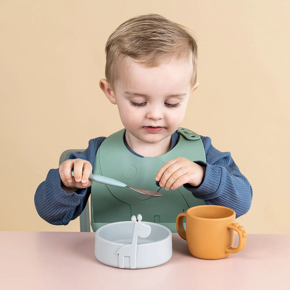 Pack 2 baberos de silicona - Elefante Verde