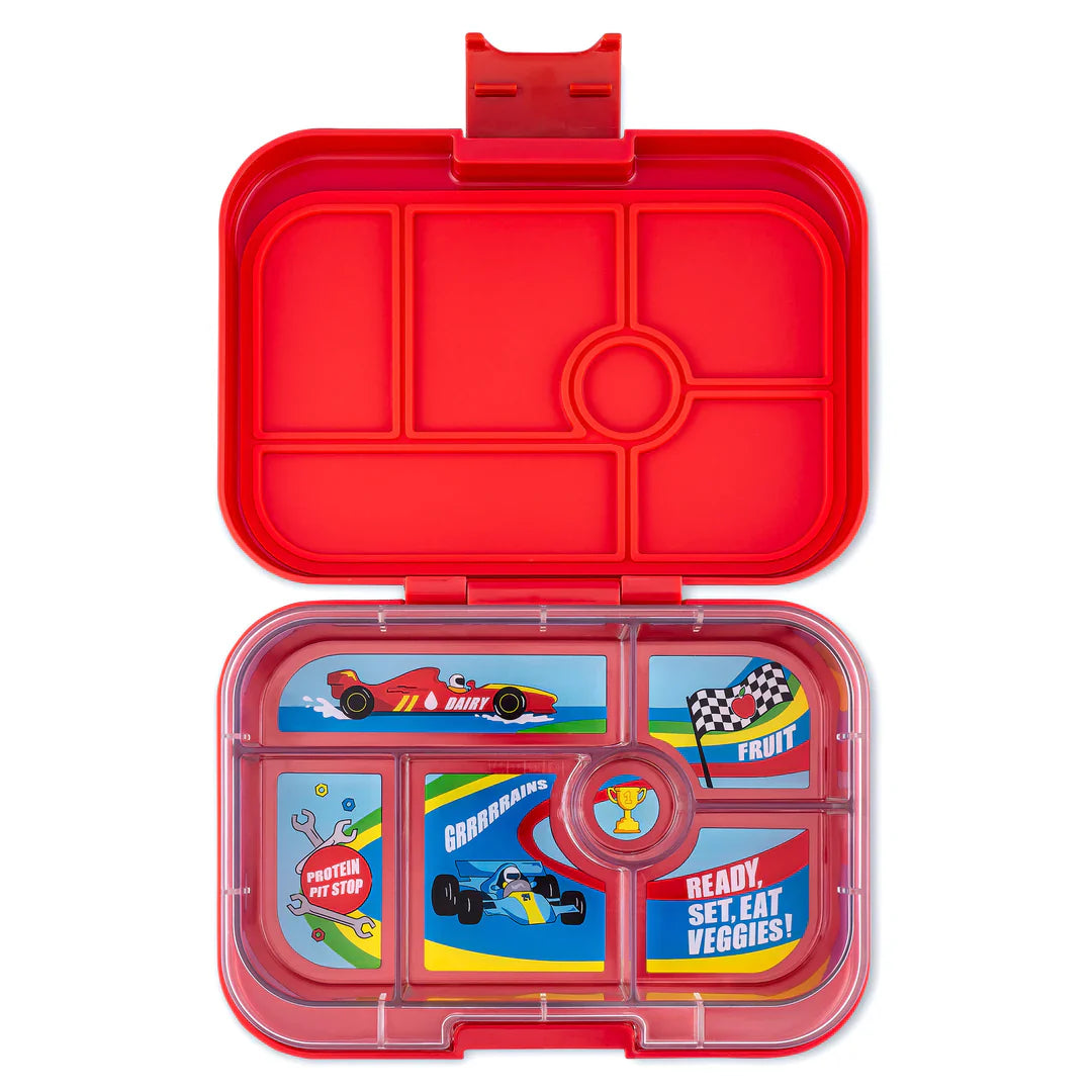 Caja Merienda hermética - M/L - 6 compartimentos - Carrera de Coches