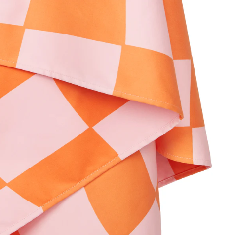 Toalla - Cuadros naranjas con rosa