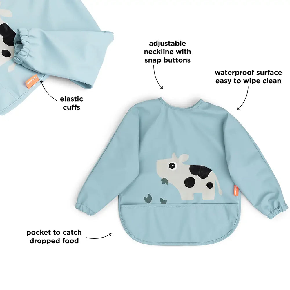 Babero con mangas - Vaca azul