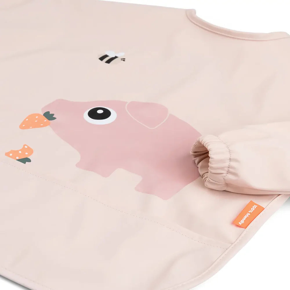 Babero con mangas - Cerdito rosa