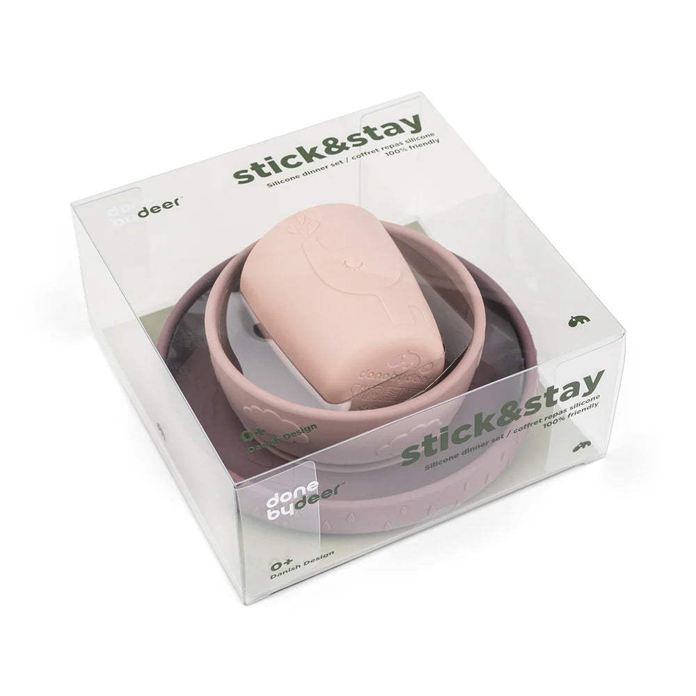 Vajilla silicona (set de 3 piezas) - Rosa pastel