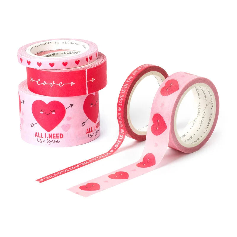 Cinta Washi tape (set de 5 cintas) - Corazones