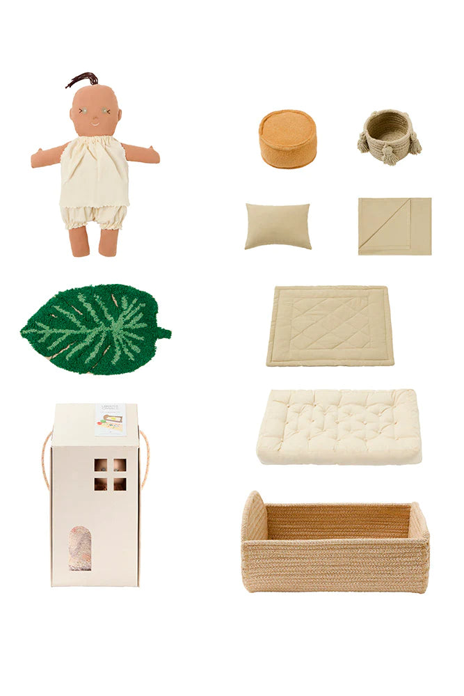 Muñeca tela - Sana (cuna + accesorios)