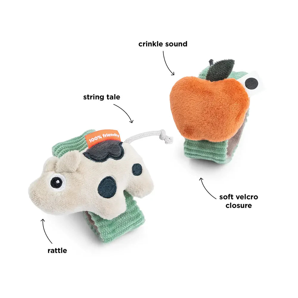 Brazalete sonajero - Vaca y Manzana