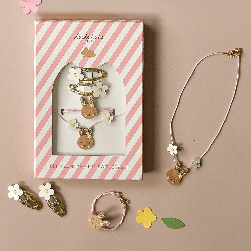 Joyería y Horquillas (Set de 2 uds) - Conejo y flores