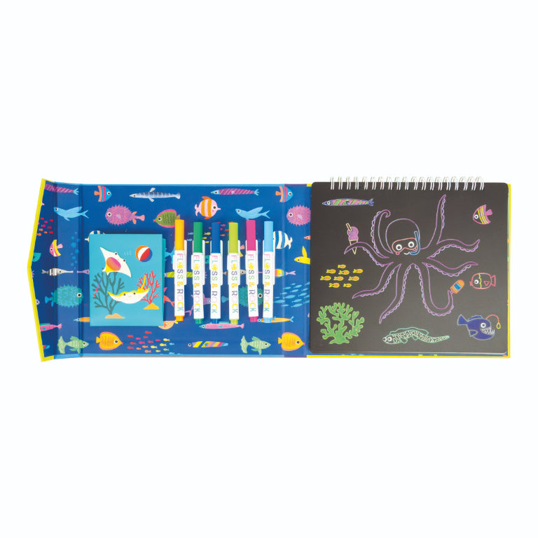 Cuaderno pizarra y rotuladores de tiza - Océano