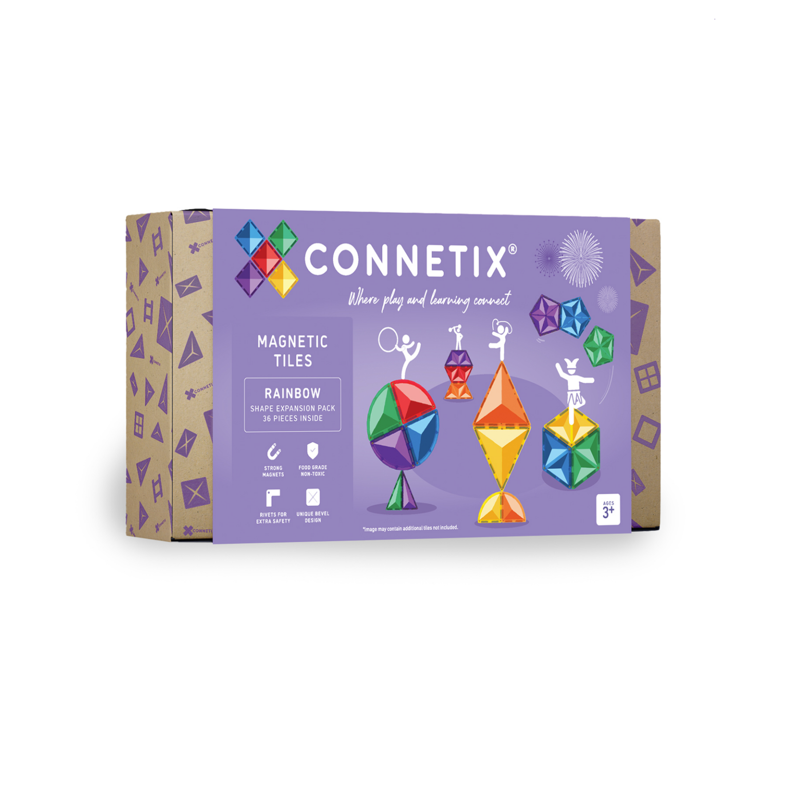 Connetix Bloques magnéticos - Rainbow - Formas complementarias - 36 piezas (EXTENSIÓN)