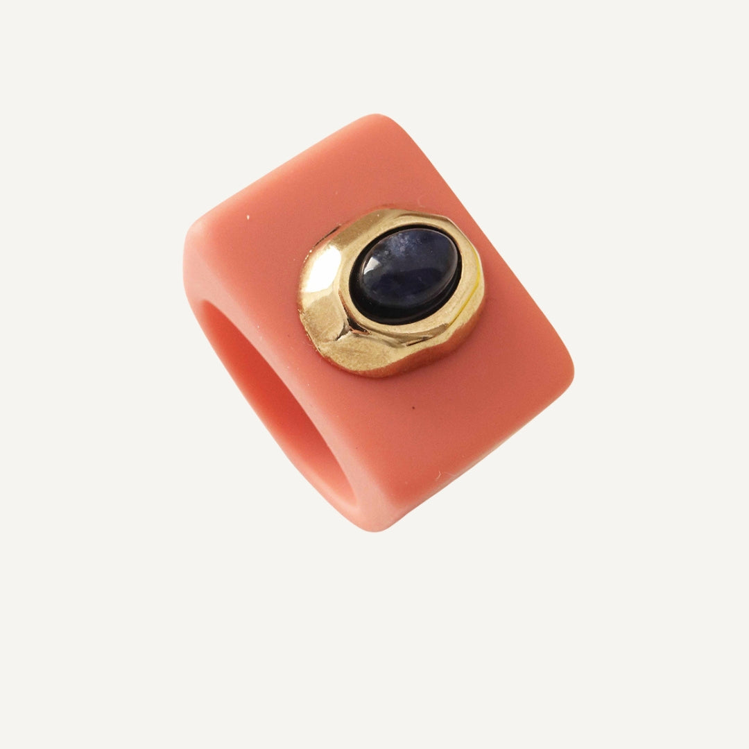 Anillo - Coral con Sodalita