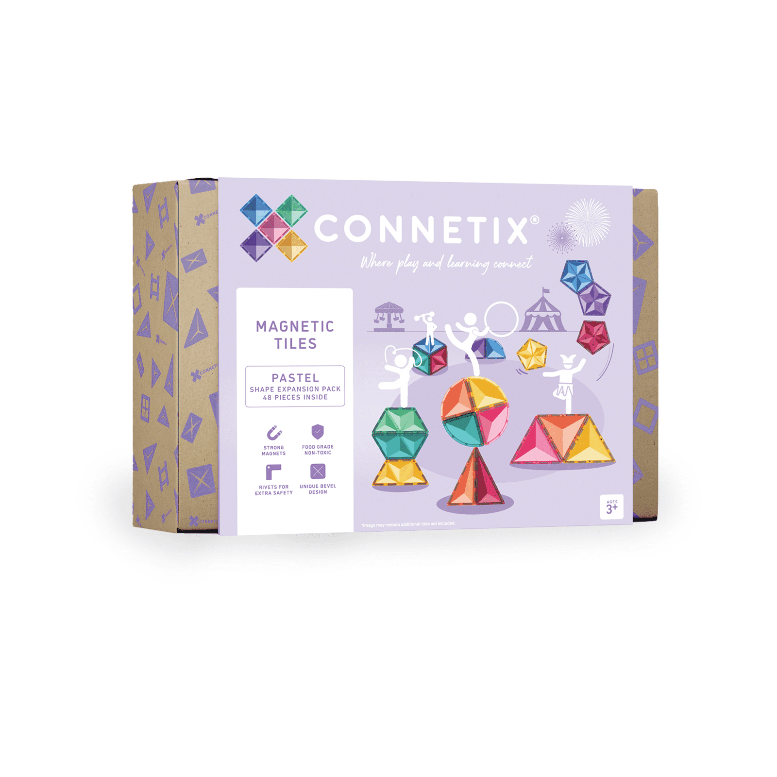 Connetix Bloques magnéticos - Pastel - Formas complementarias - 48 piezas (EXTENSIÓN)