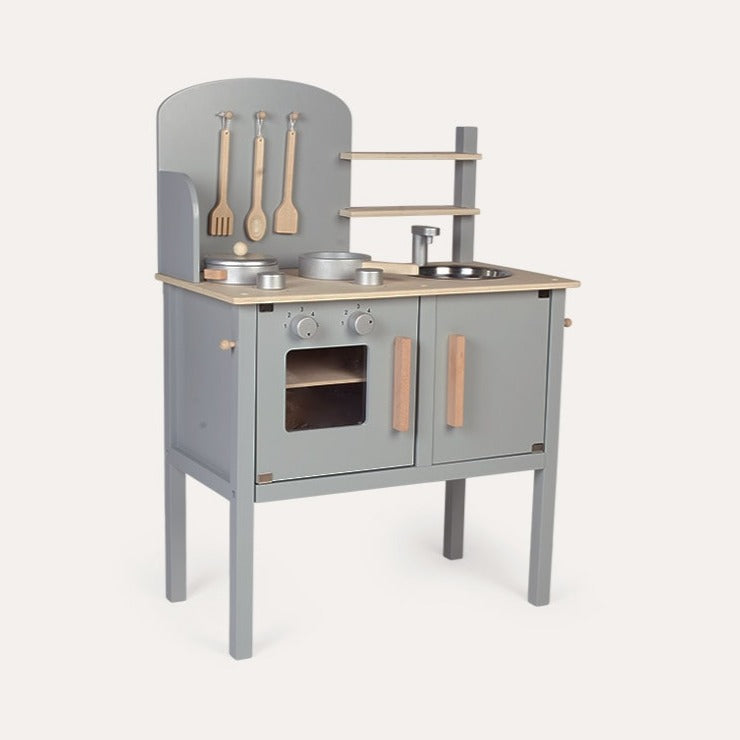 Cocinita de madera - Con olla y sartén