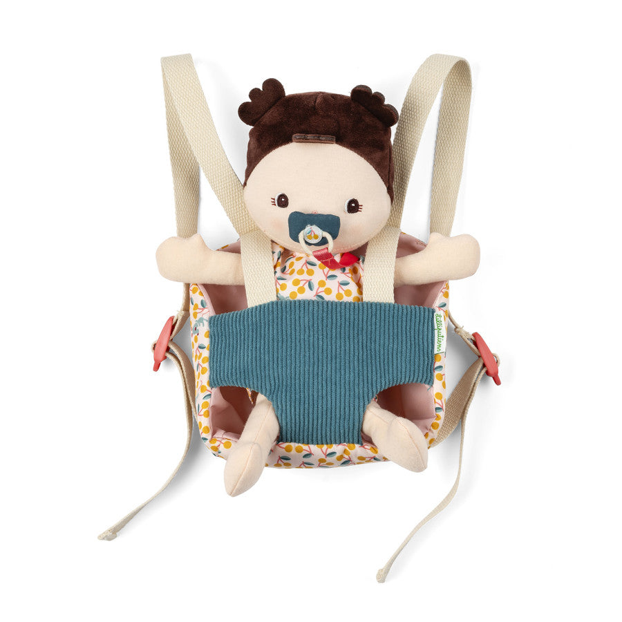 Muñeca de tela con mochila portabebés - Jeanne