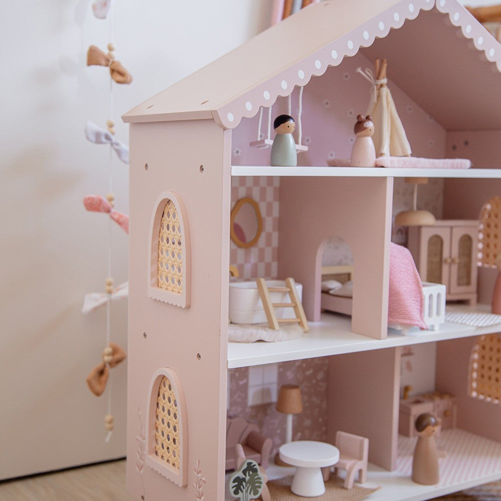 Casita de muñecas de Madera Rosa (+22 accesorios)