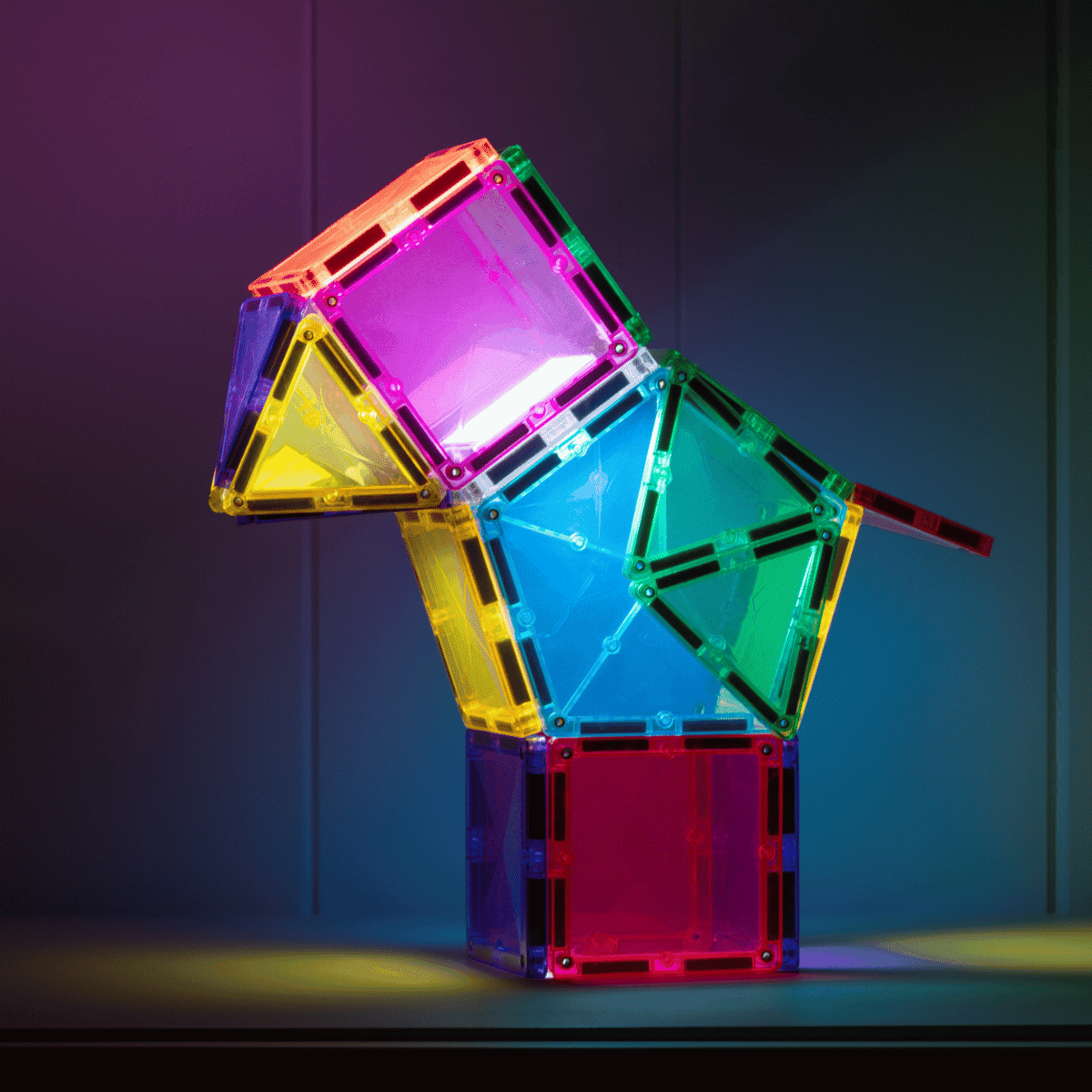 Connetix Bloques magnéticos - Rainbow - Pack Light Star ⭐️¡¡CON LUZ!!!💡 - 28 piezas (EXTENSIÓN)