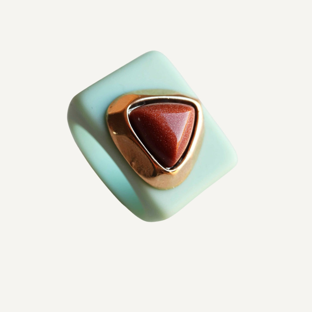 Anillo - Mint con glitter