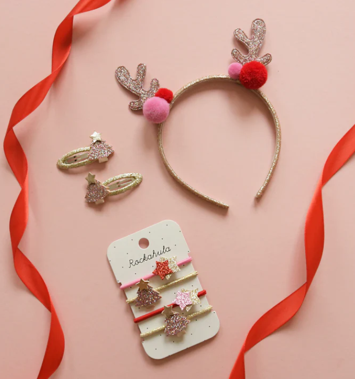 Gomas de pelo - Árbol de Navidad rosa y estrellas