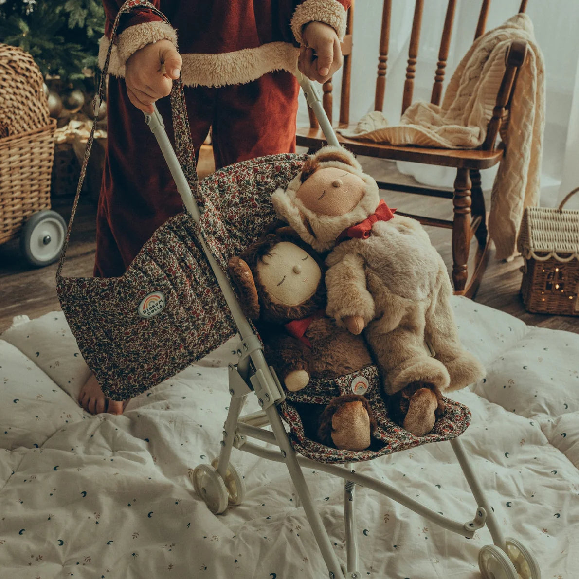 Pañalera convertible a mochila (de muñecas) - Flores