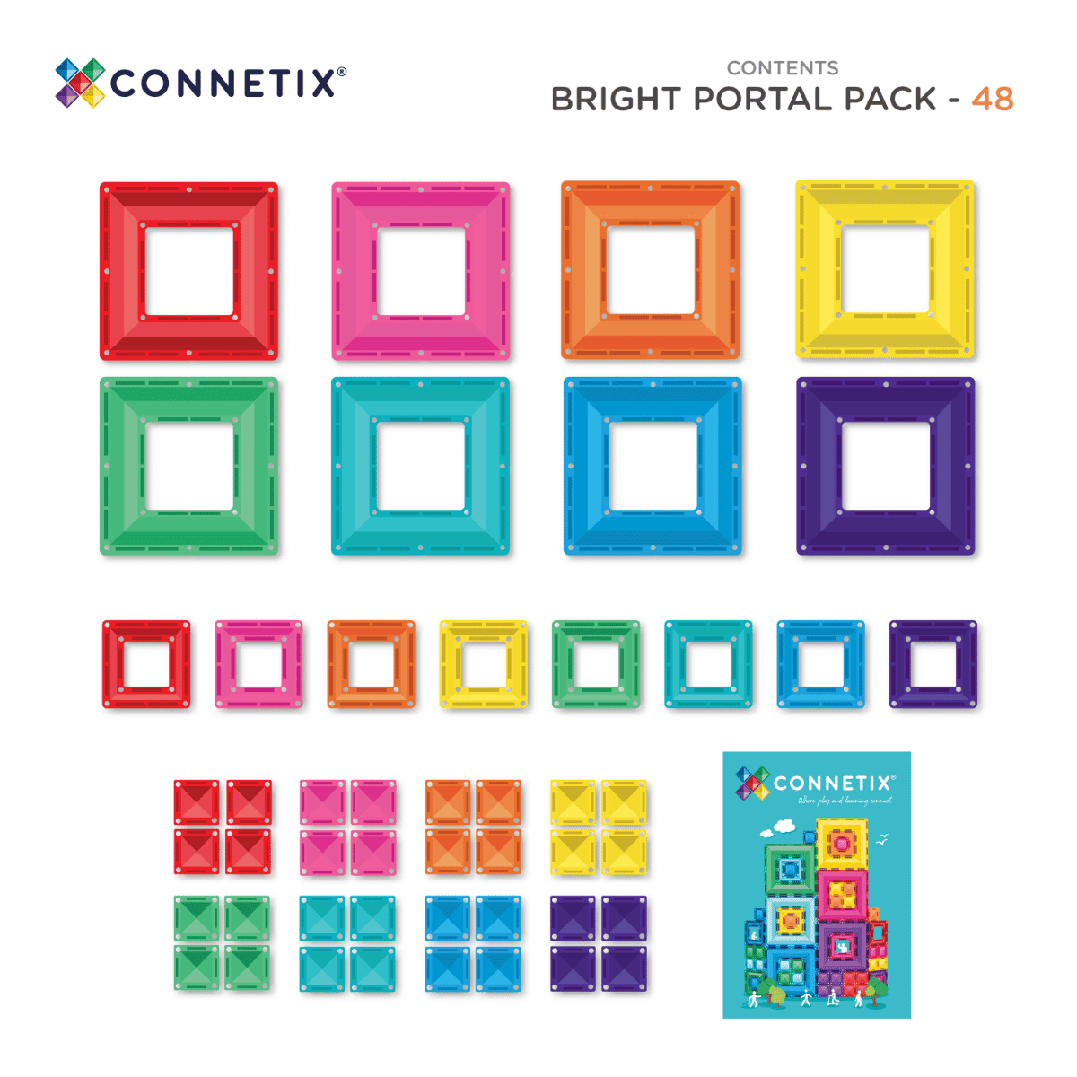 Connetix Bloques magnéticos - Bright portal pack - 48 piezas (EXTENSIÓN)