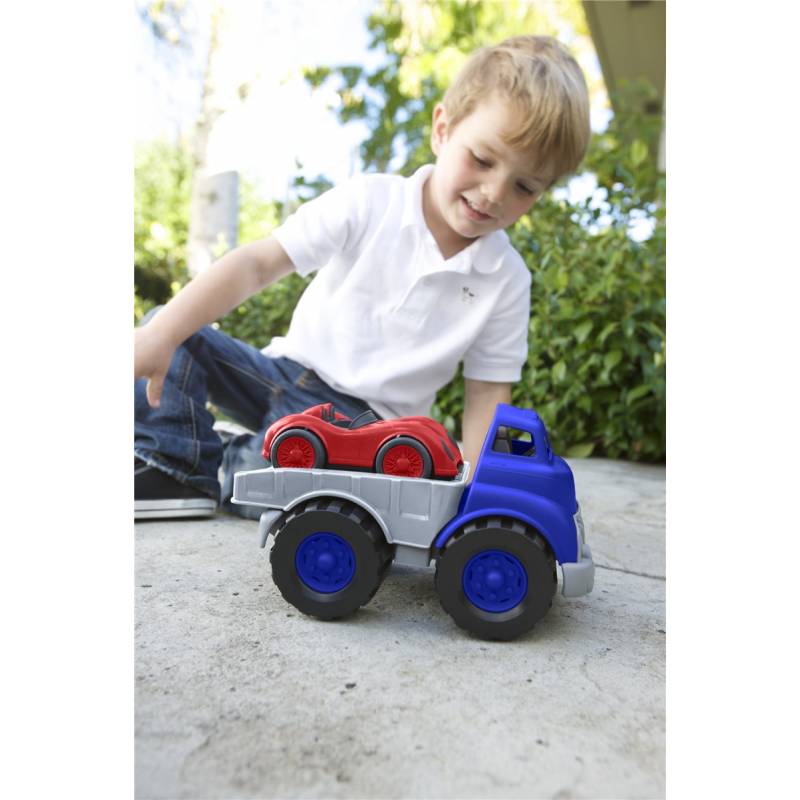 Camión con plataforma + coche de carreras - Casa de Fieras